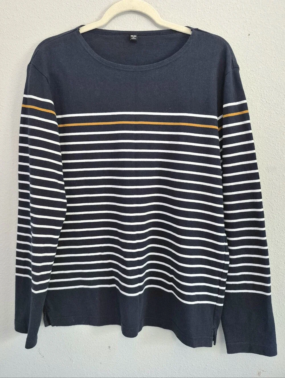 Uniqlo Navy Stripe Long Sleeve Mens Sweater Medium Nautical Preppy